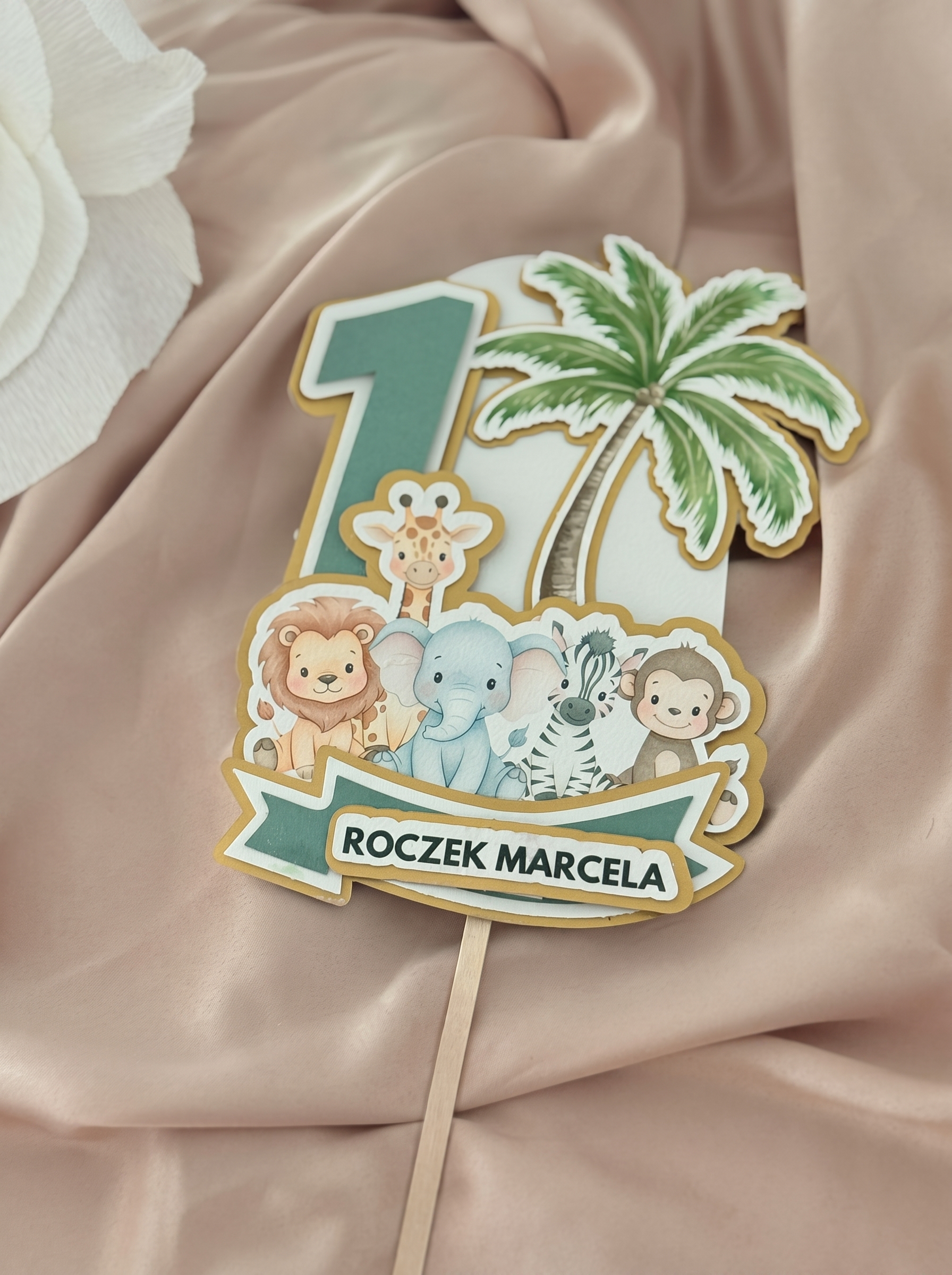 Topper na tort w stylu safari